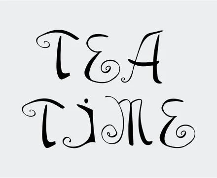 Hand drawn tea time vector lettering. Stock-Illustration