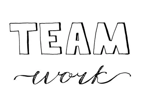 Hand drawn team work phrase Stock Illustration