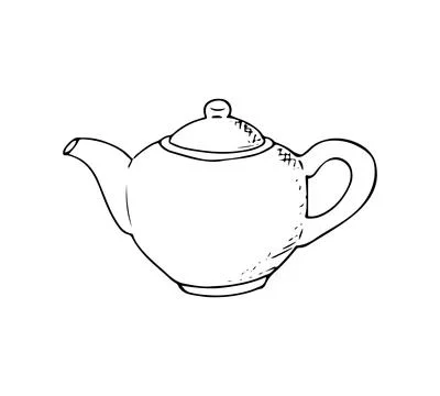 Hand-drawn teapot. Tea Kettle. Isolated illustration on white background Stock Illustration