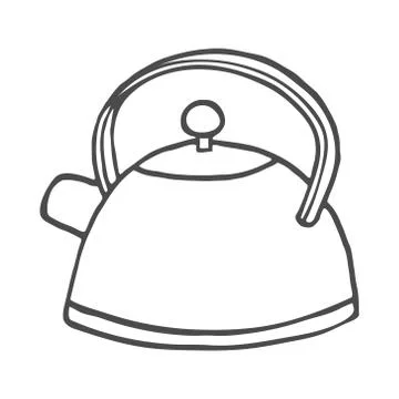 Hand drawn teapot on white background. Vector illustration. Stock Illustration