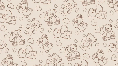 Hand drawn Teddy Bear background on a seamless loop Stock Footage 314378660