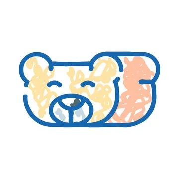 Hand drawn teddy bear icon digital art Stock Illustration