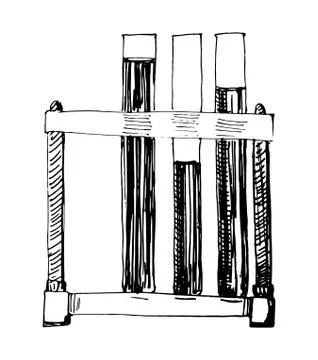 Hand Drawn test tubes microscope. Sketch style. Decoration element. Isolated  Stockillustratie