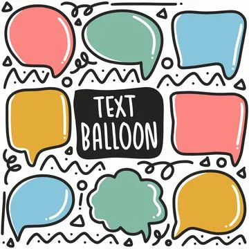 Hand drawn text balloon doodle set Stock Illustration