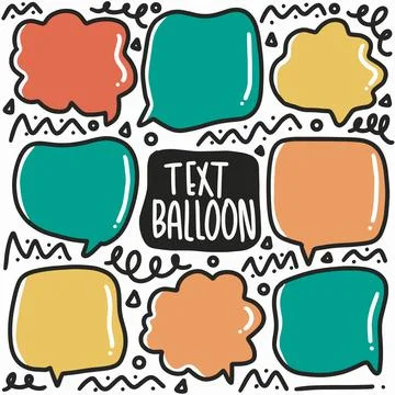 Hand drawn text balloon doodle set Illustrazione stock