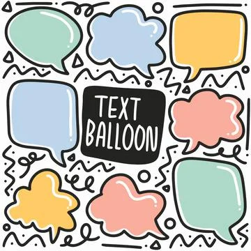 Hand drawn text balloon doodle set Stock Illustration