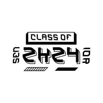 Hand drawn text class of 2024 art Stock Illustration