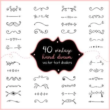 Hand drawn text dividers vector doodle. Wedding dividers clip art for invitation Stock Illustration