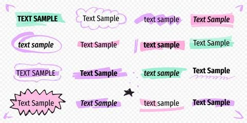 Hand-drawn text frames and cute highlighted labels Ilustração Stock