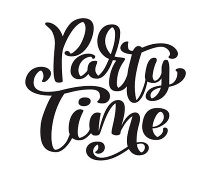 Hand drawn text Party time card. Summer lettering. Ink illustration. Modern Stock-Illustration