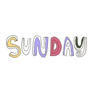Hand drawn text - Sunday. Stock Illustration