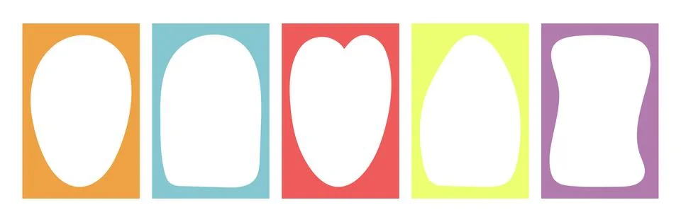 Hand drawn Textbox set with bright rich colors. Doodle heart oval wavy back.. Stock Illustration