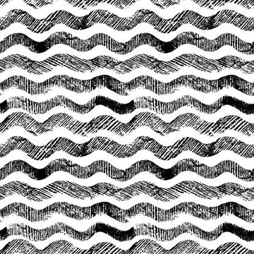 Hand drawn texture waves vector seamless pattern Stock Illustration