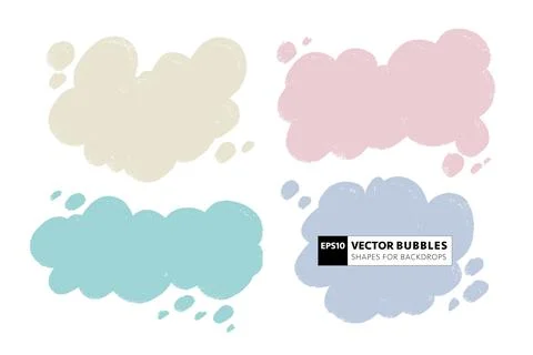 Hand drawn textured speech bubble set. Cloud shape backgrounds. Call out co.. Stock Illustration