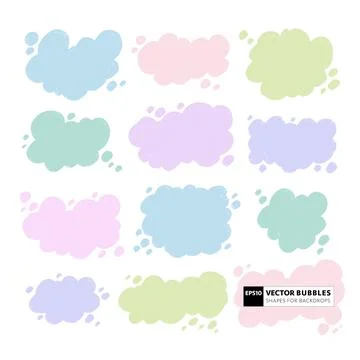 Hand drawn textured speech bubble set. Cloud shape backgrounds. Call out co.. Stock Illustration