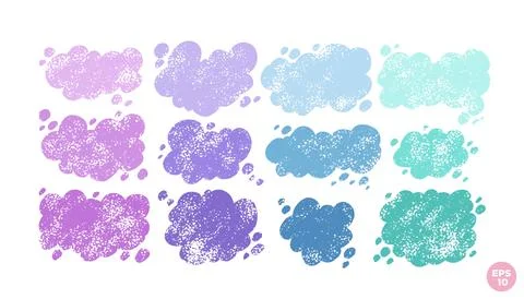 Hand drawn textured speech bubble set. Cloud shape backgrounds. Call out co.. Stock Illustration