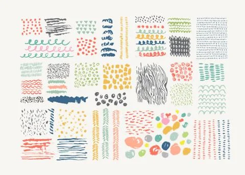 Hand Drawn textures made with ink. Vector. Isolated. Stock Illustration
