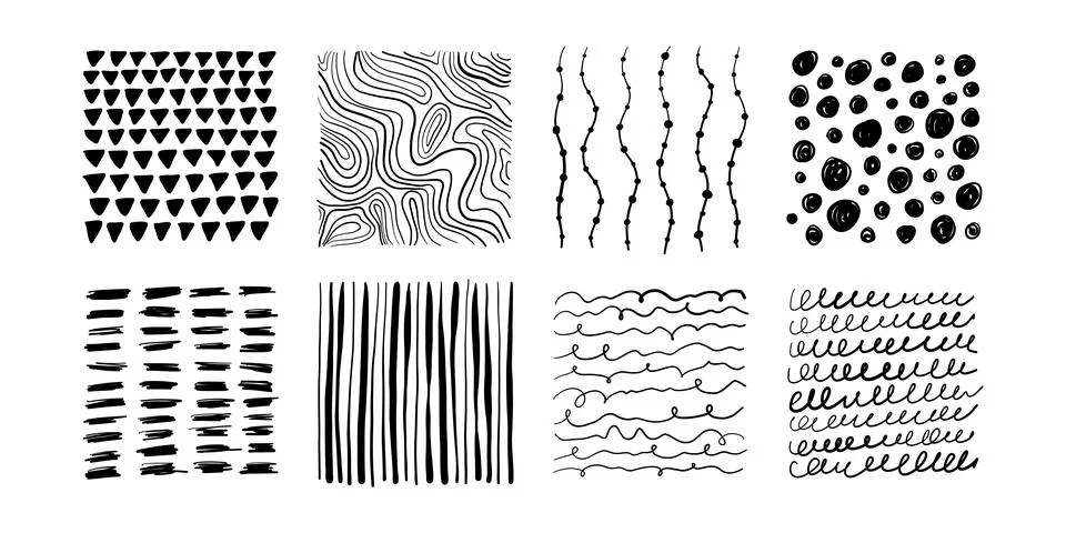 Hand drawn textures set. Stock Illustration