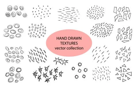 Hand drawn textures, template. Vector design elements. Set of background texture Illustrazione stock