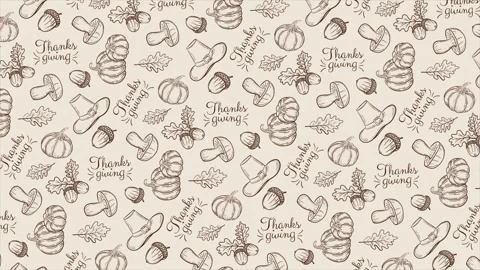 Hand drawn Thanksgiving background on a seamless loop Stock Footage 320791679