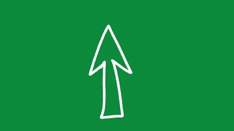 Hand Drawn Thick Up Arrow Animation Green Screen White Directional Motion Stock Footage 334608501