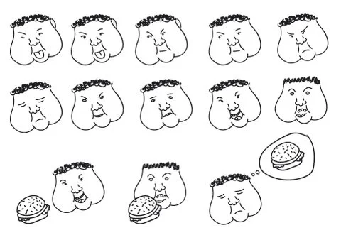 Hand drawn thick emoticons. Stock-Illustration