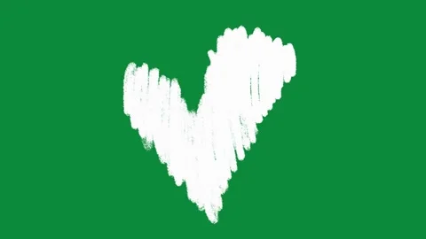 Hand Drawn Thick White Heart Animation on Green Screen Bold Love Video Overlay Stockbeeldmateriaal 334608611