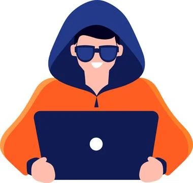 Hand Drawn Thief or hacker in concept Cyber Security in flat style Illustrazione stock