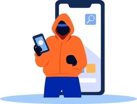 Hand Drawn Thief or hacker in concept Cyber Security in flat style Illustrazione stock