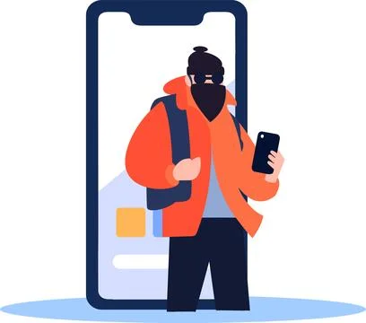 Hand Drawn Thief or hacker in concept Cyber Security in flat style Stock Illustration