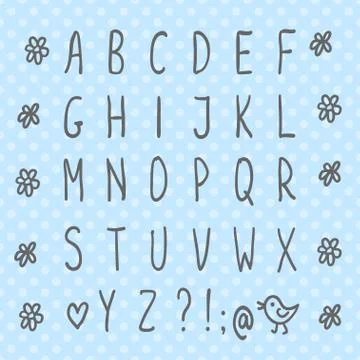 Hand drawn thin font Illustrazione stock