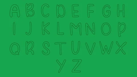 Hand Drawn Thin Line Alphabet Animated Sketch Pack on Green Screen Overlay Vidéo 336104654