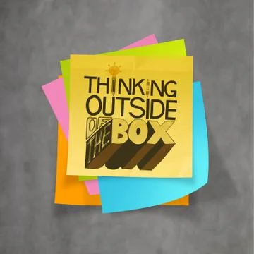 Hand drawn thinking outside of the box on sticky note and texture background  Stock-Illustration