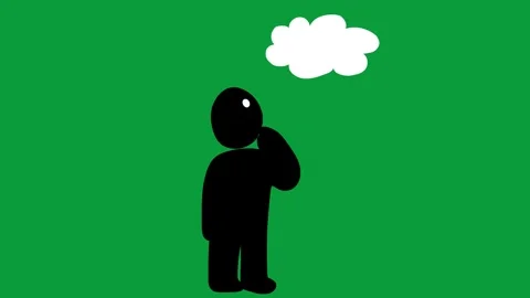 Hand Drawn Thinking Person Character 2D Animation Green Screen Overlay Stockbeeldmateriaal 341798226