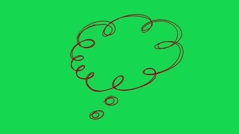 Hand Drawn Thought Bubble Animation on Green Screen Dream Idea Cloud Overlay Stock Footage 334608657
