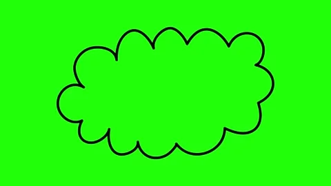 Hand Drawn Thought, Dreaming Cloud Shaky Animation on Green Background Stock Footage 296194345