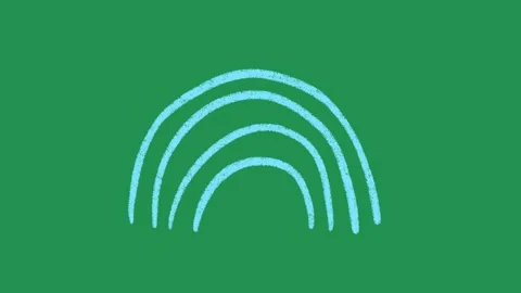 Hand Drawn Three Layer Blue Rainbow Animation on Green Screen Overlay Stockbeeldmateriaal 336579152