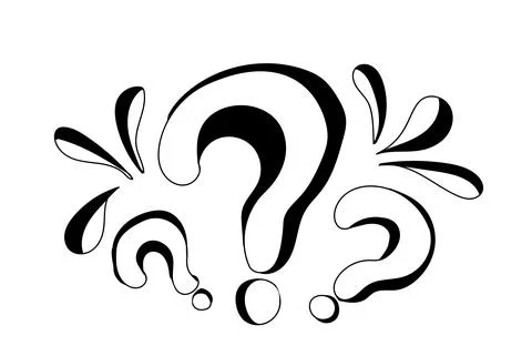 Hand drawn three question marks in doodle style Stock Illustration