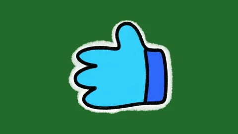 Hand Drawn Thumbs Up Like Animation on Green Screen | Blue Positive Gesture Stock-Footage 332353683