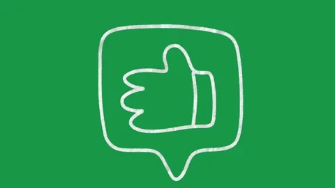 Hand Drawn Thumbs Up Speech Bubble Like Icon 2D Animation Green Screen 库存影片 334579374