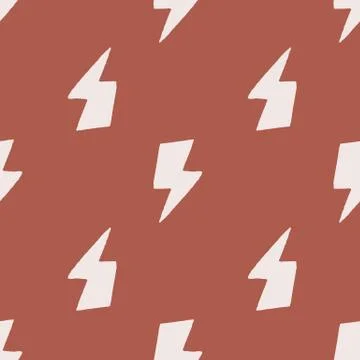 Hand drawn thunder backdrop seamless pattern. Lightning bolts. Thunderbolt wa Stock Illustration