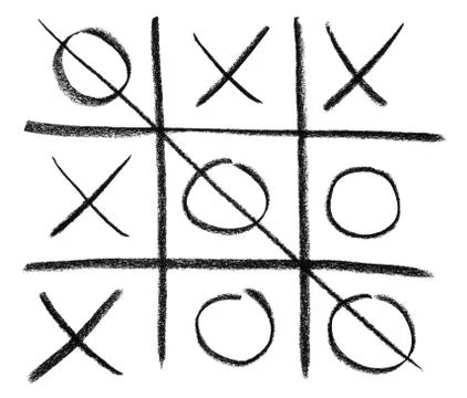 Hand-drawn tic-tac-toe game Stock Illustration
