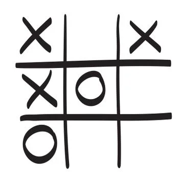 Hand drawn tic tac toe vector scribble icon symbol illustration Stock Illustration