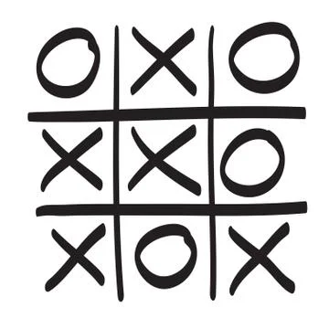 Hand drawn tic tac toe vector scribble icon symbol illustration Stock Illustration