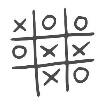 Hand-drawn tic tac toe game. Vector illustration isolated on white background. Stock Illustration