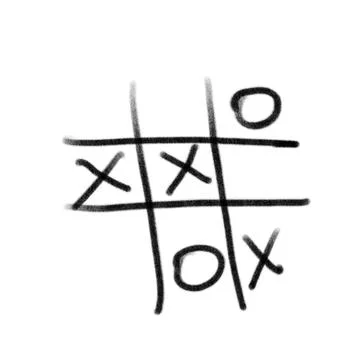 Hand drawn Tic tac toe. Children game. Doodle illustration on white backgroun Stock Illustration
