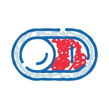 Hand drawn toggle switch on position doodle Illustrazione stock