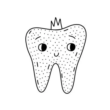 Hand drawn tooth icon in doodle style. Cartoon tooth vector icon for web desi Stock Illustration