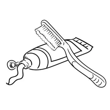 Hand drawn Toothbrush and Tooth Paste-Vector Illustration Stock Illustration