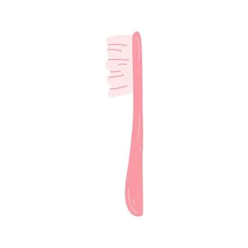 Hand drawn toothbrush for brushing teeth in cartoon flat style. Vector illust Stock Illustration